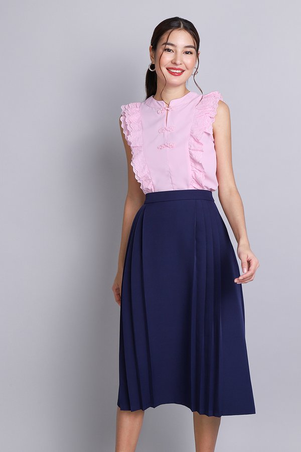 Potpourri Cheongsam Top In Lavender Pink