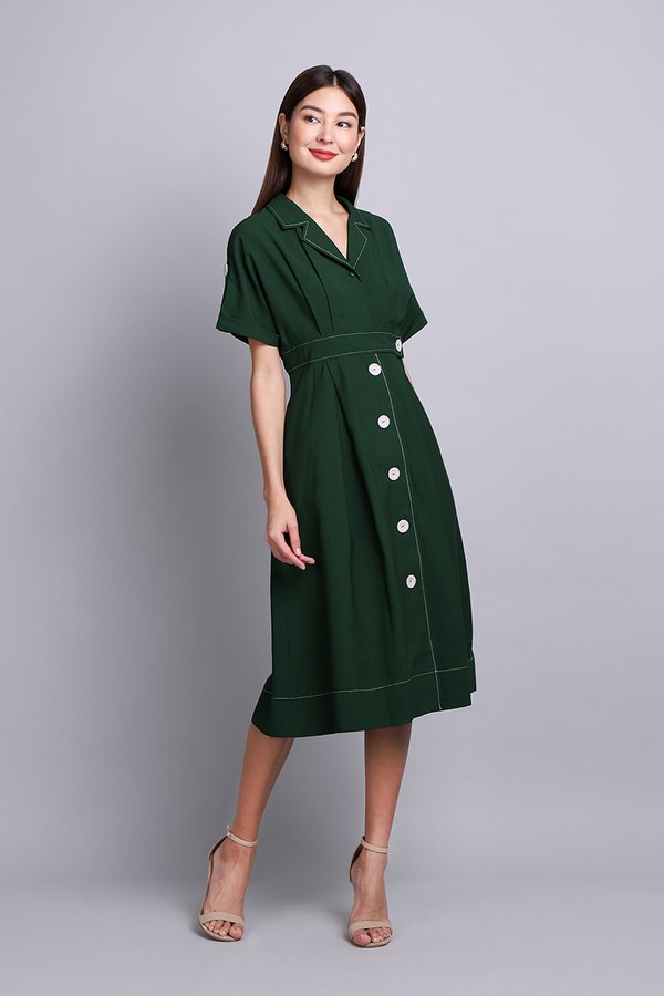 Nana Dress In Forest Green