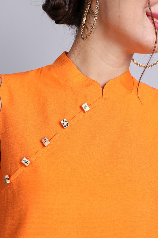 Winning Streak Cheongsam Top In Tangerine
