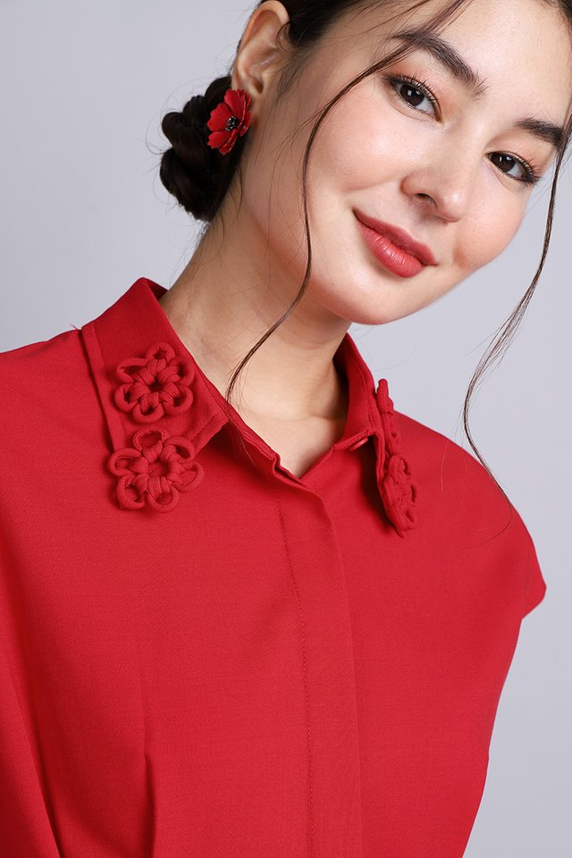 Blossom Top In Festive Red