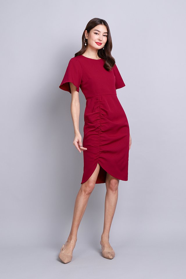 Jacinta Dress In Wine Red
