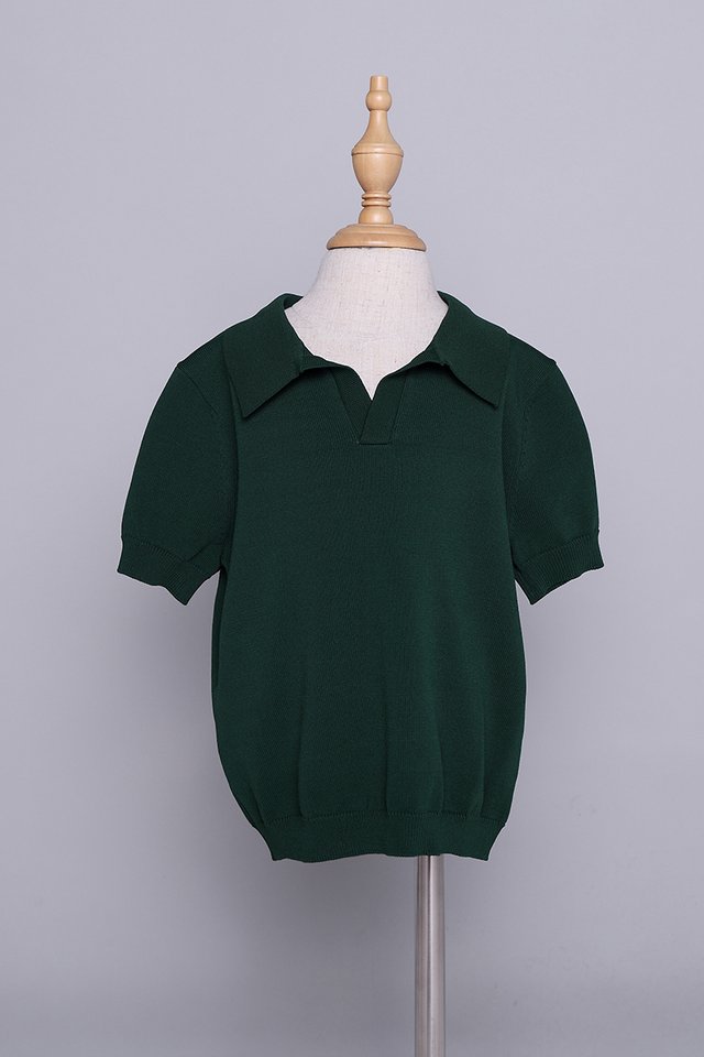 Jude Boy Knit Polo In Forest Green