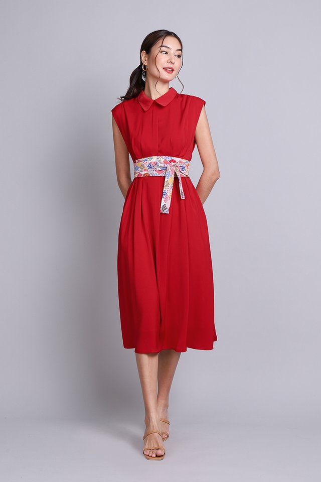 Tracey Dress In Festive Red