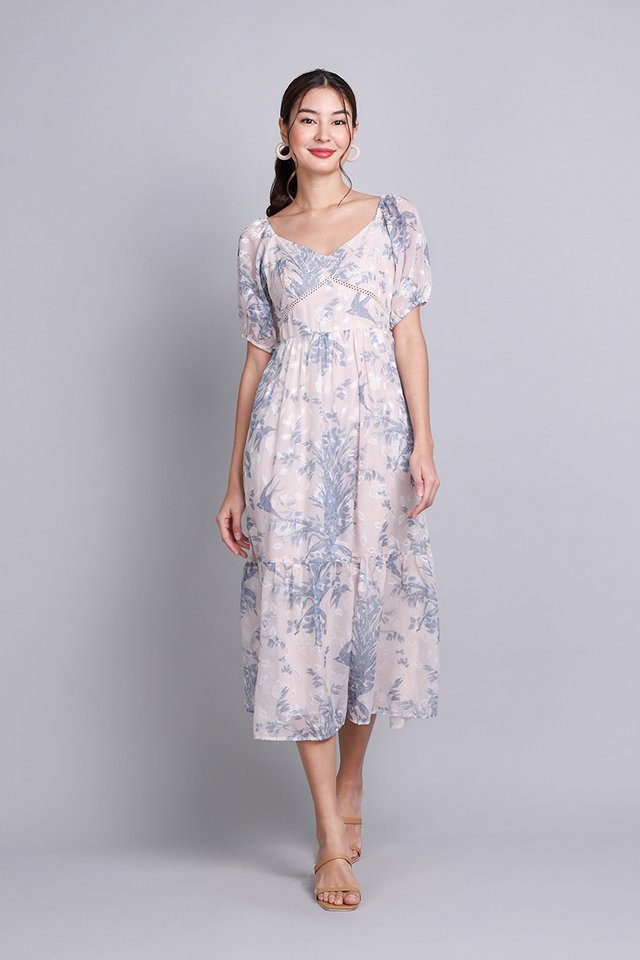 Violette Dress In Blue Prints
