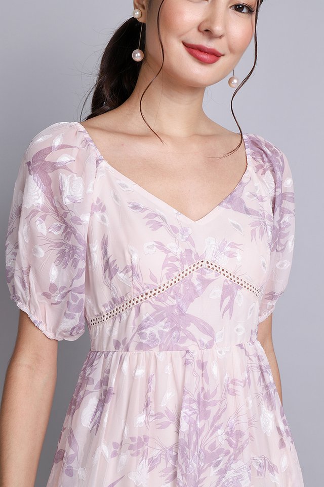 Violette Dress In Lavender Prints