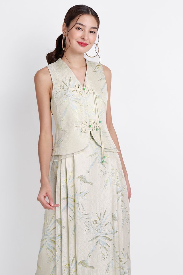 Chinoiserie Knots Top In Champagne Prints