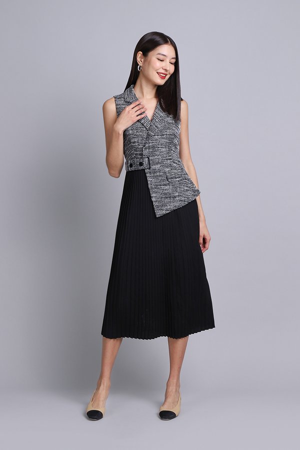 Capella Dress In Black Tweed