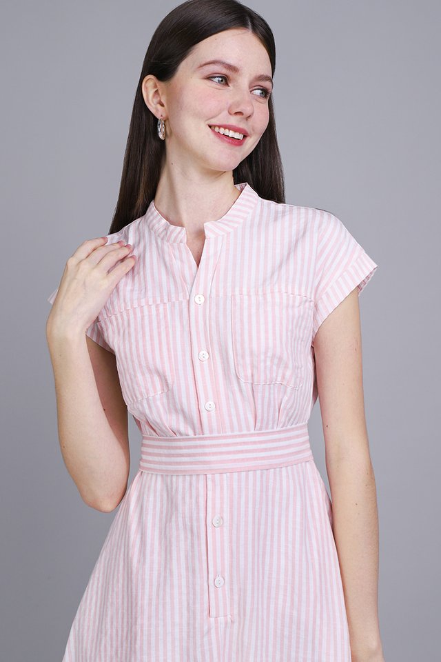 Baker Dress In Pink Stripes