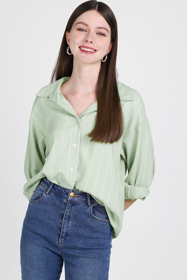 Essie Shirt In Sage Stripes