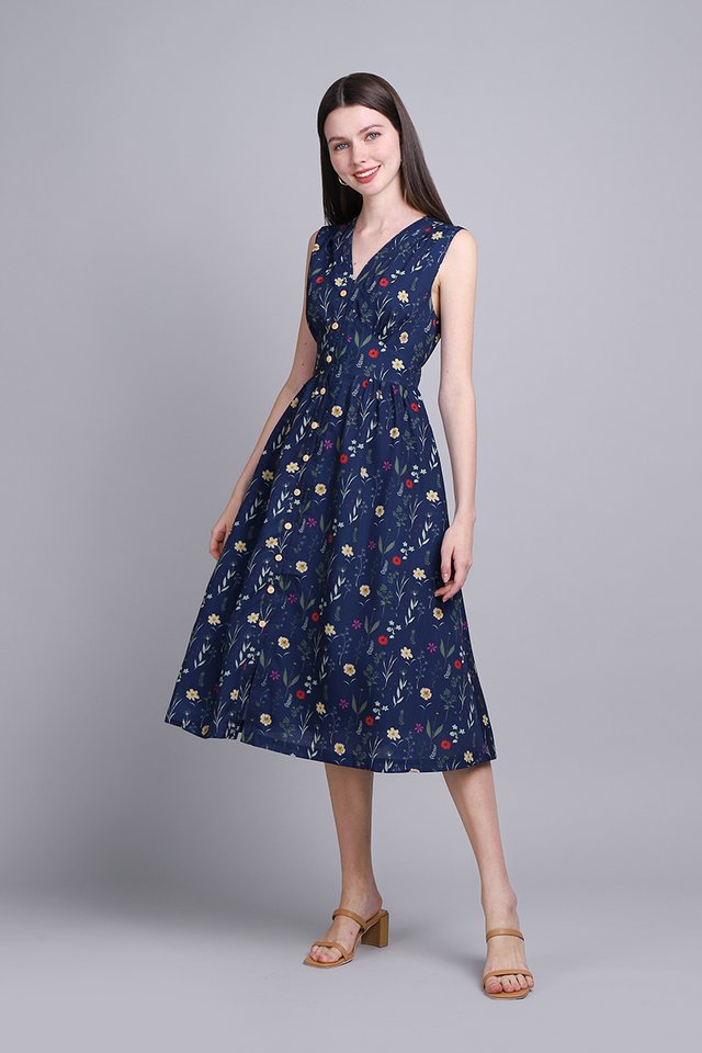 Sandro Dress In Blue Florals