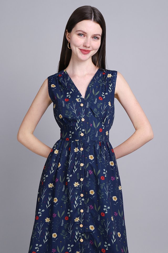 Sandro Dress In Blue Florals