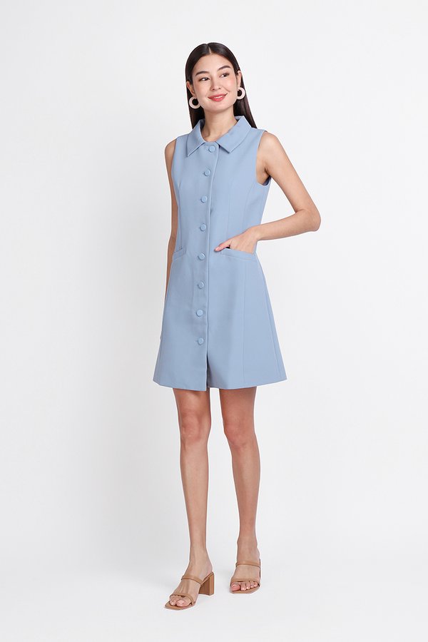 Laina Dress In Muted Blue