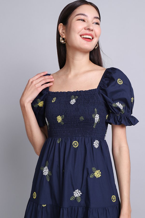 Marlene Dress In Blue Florals