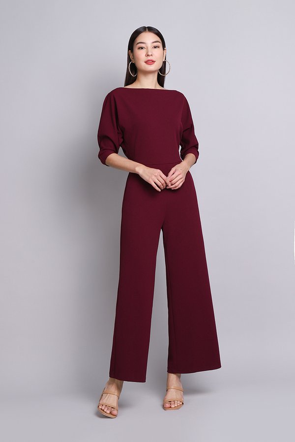 Camille Romper In Merlot Wine
