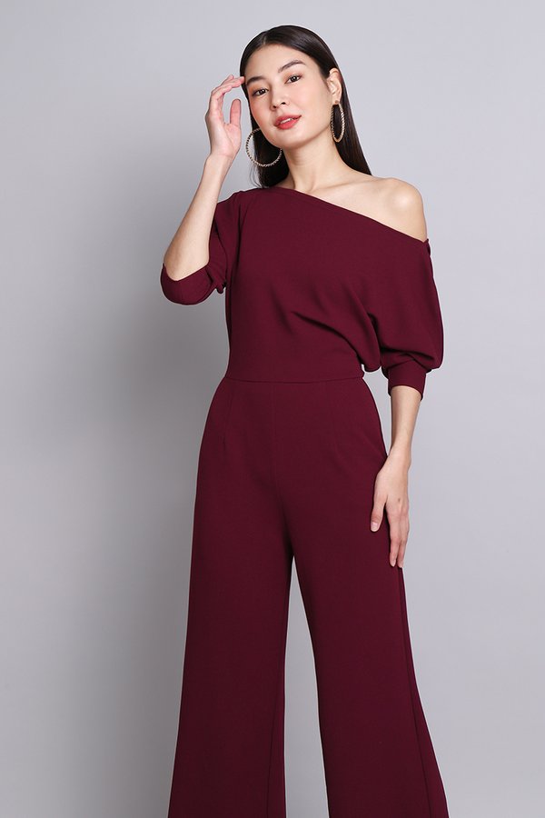 Camille Romper In Merlot Wine