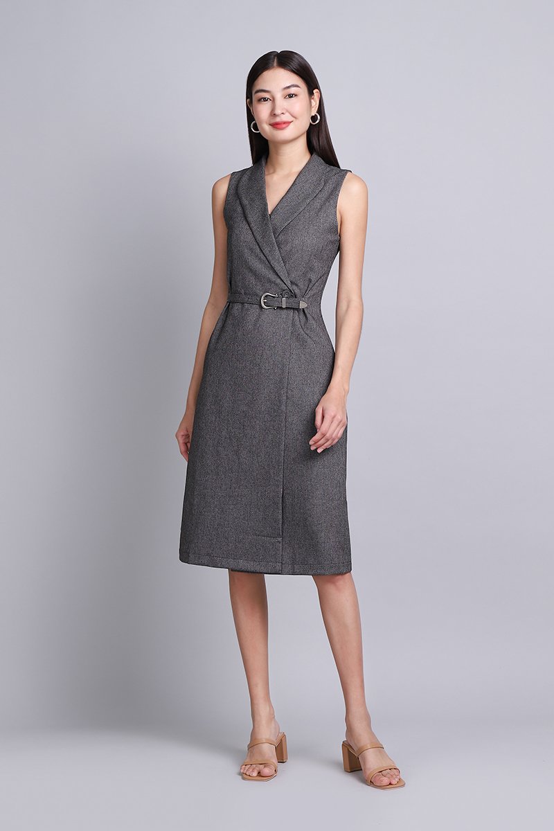 Knee length grey dress best sale