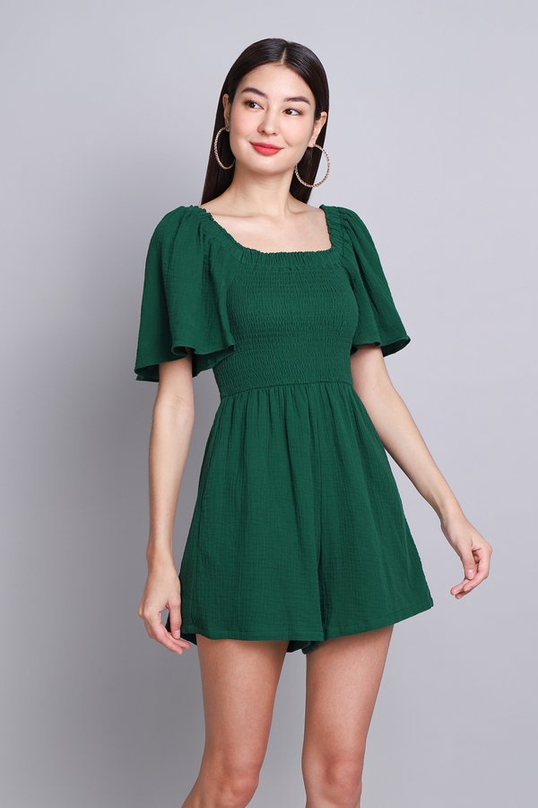 Agatha Romper In Forest Green