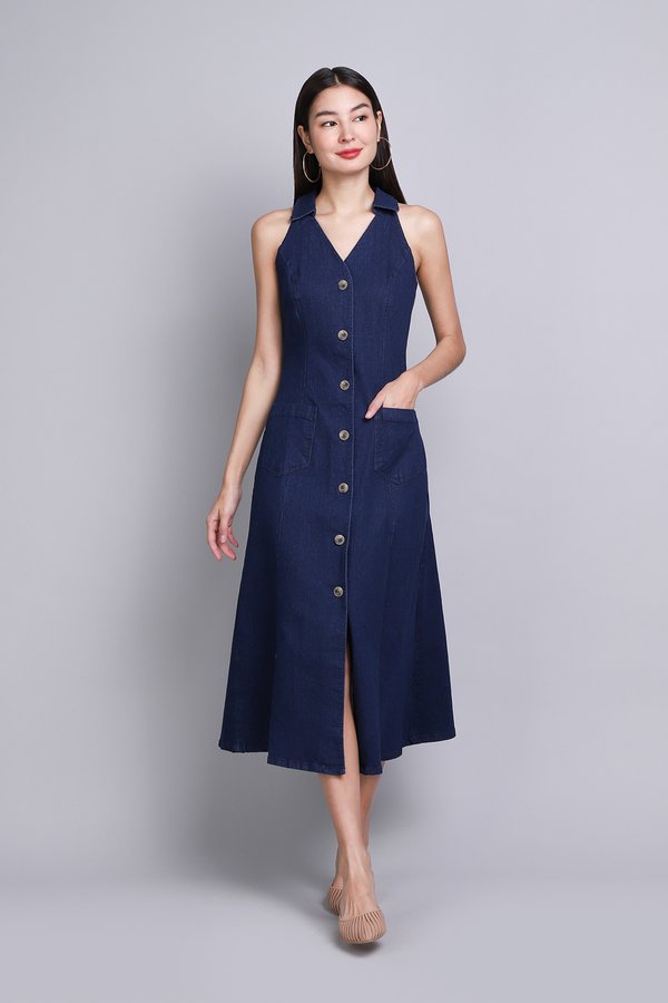Rowena Dress In Dark Wash