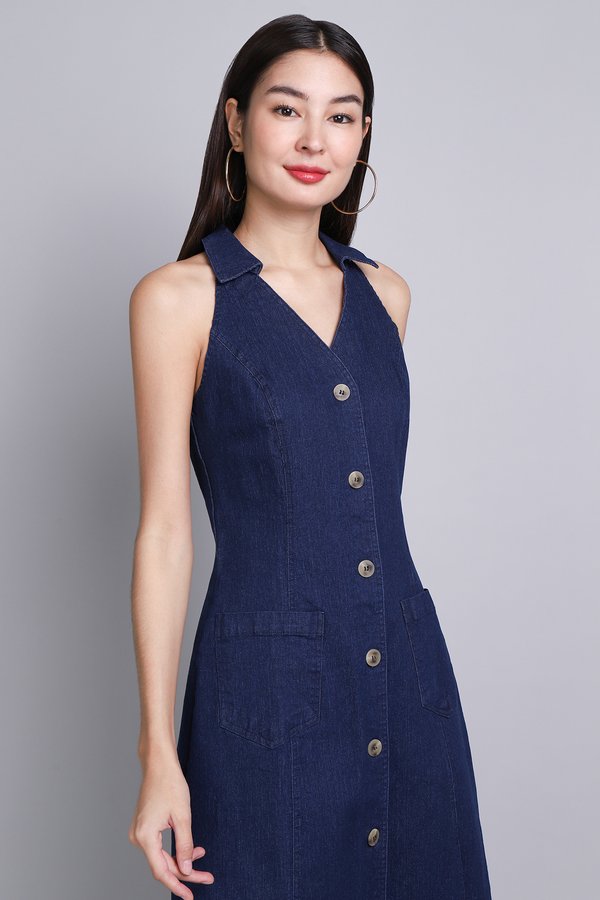 Rowena Dress In Dark Wash
