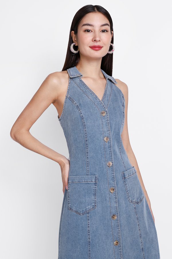 Rowena Dress In Mid Wash