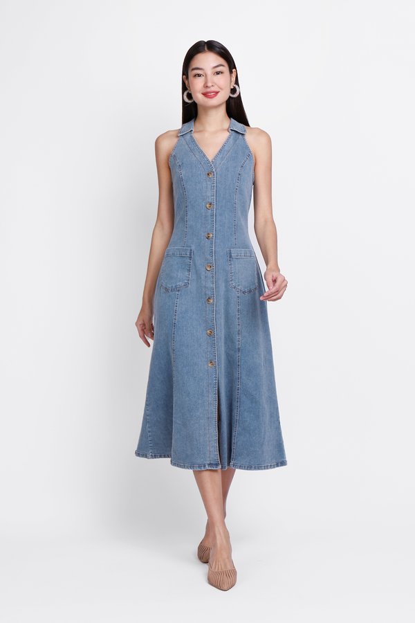 Rowena Dress In Mid Wash