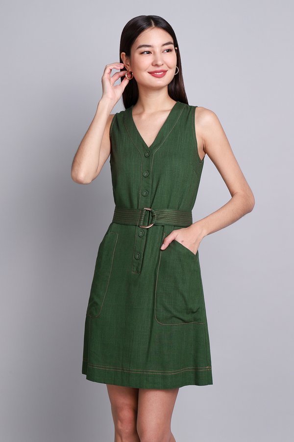 Dawson Dress In Olive Green