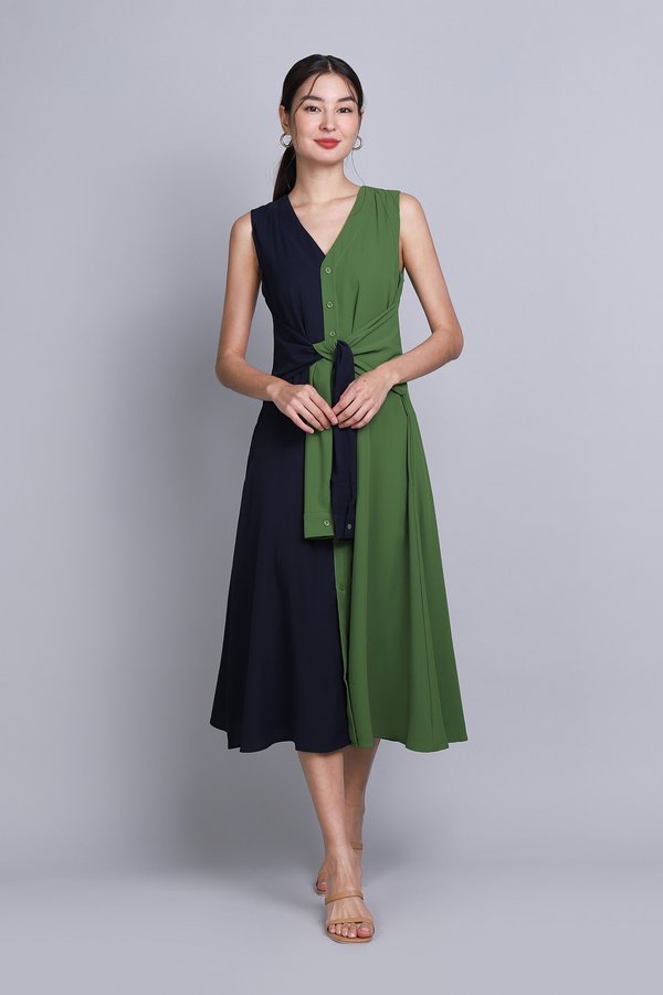 Brooks Dress In Green Navy