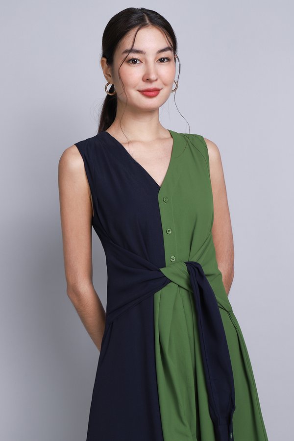 Brooks Dress In Green Navy