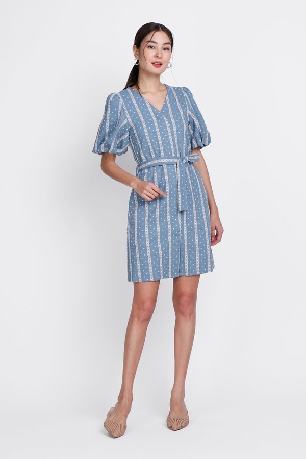 Elio Dress In Muted Blue