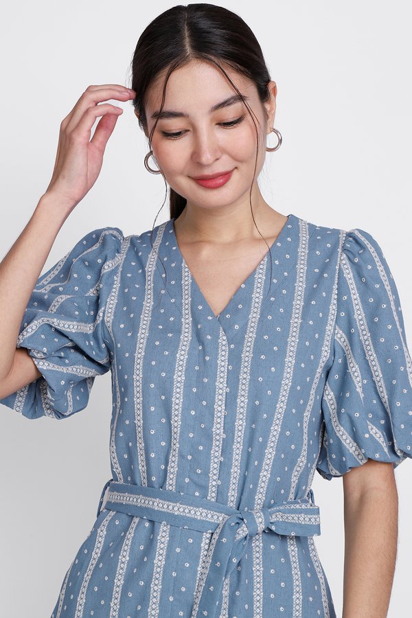 Elio Dress In Muted Blue