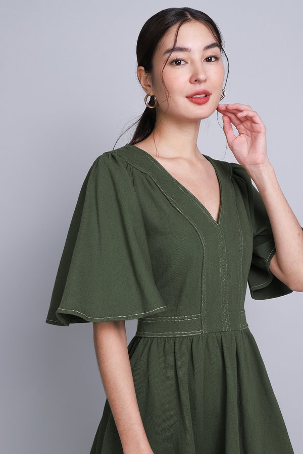 Sable Dress In Olive Green