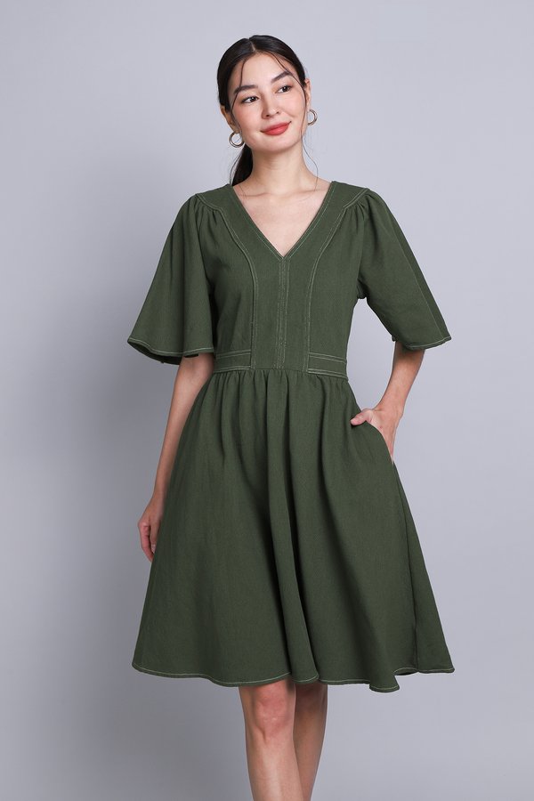 Sable Dress In Olive Green