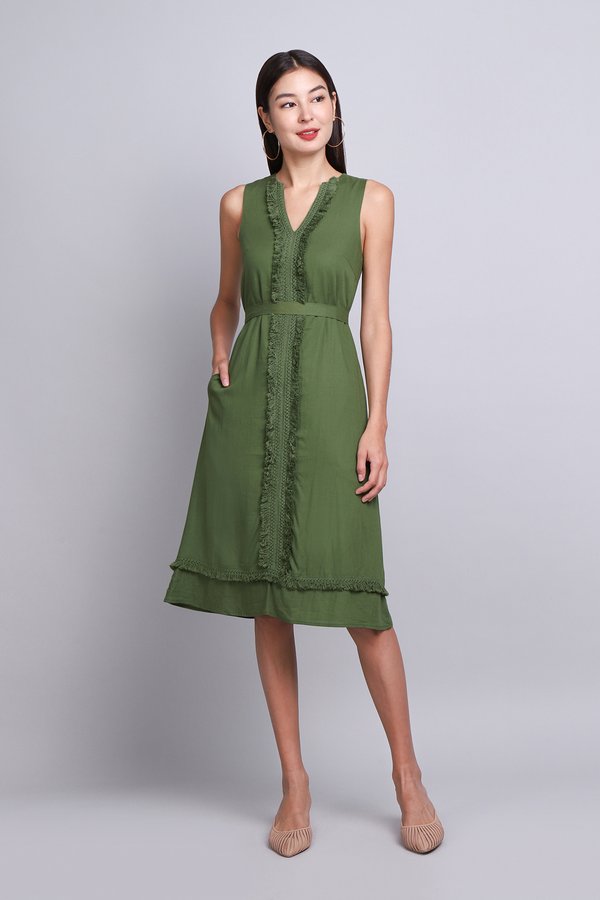 Laurel Dress In Olive Green