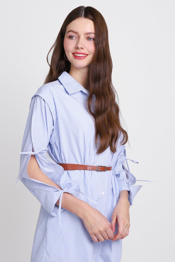 Olympia Dress In Blue Stripes