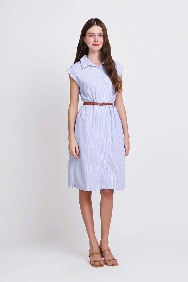 Olympia Dress In Blue Stripes