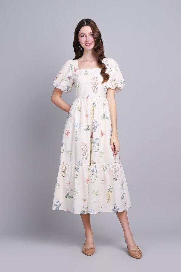 [Backorder 2] Phyllis Dress In Cream Florals