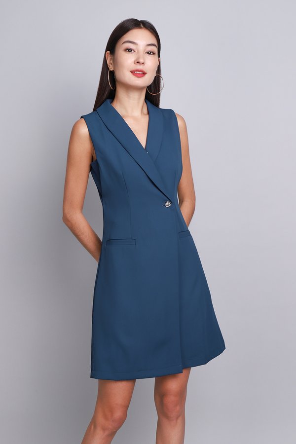 Roxanne Dress In Steel Blue