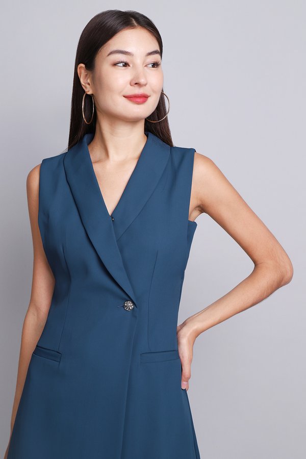 Roxanne Dress In Steel Blue