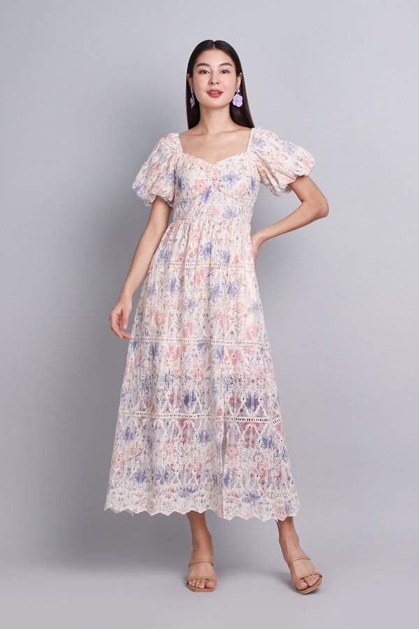 Aletta Dress In Lavender Pink Florals