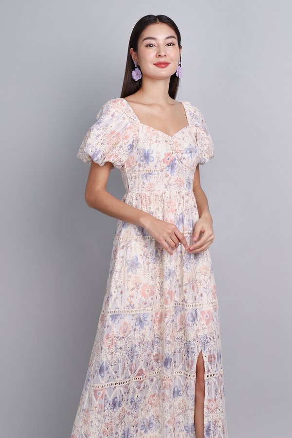 Aletta Dress In Lavender Pink Florals
