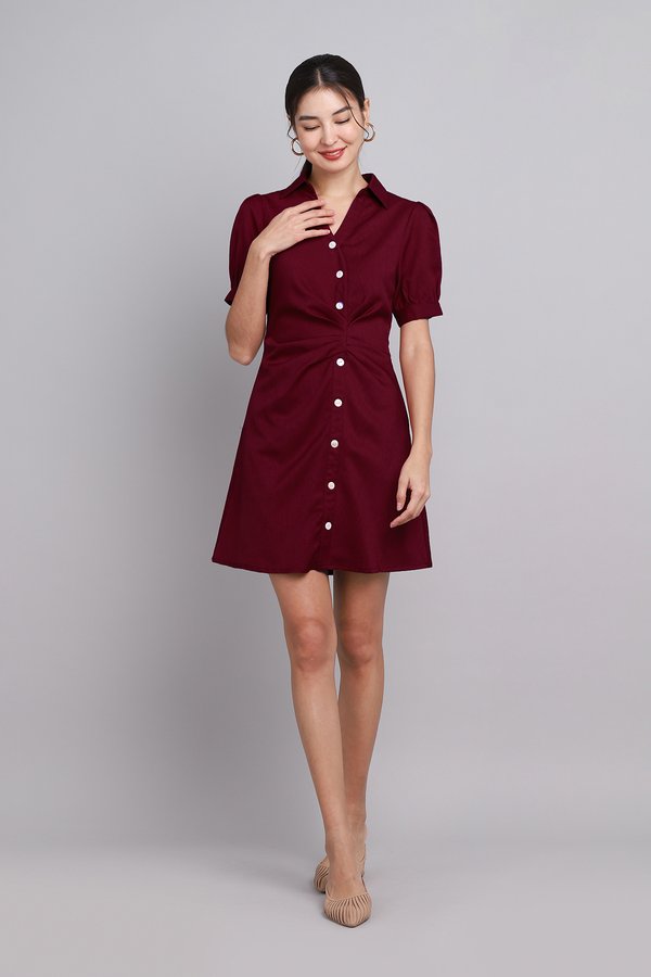 Germaine Dress In Wine Red