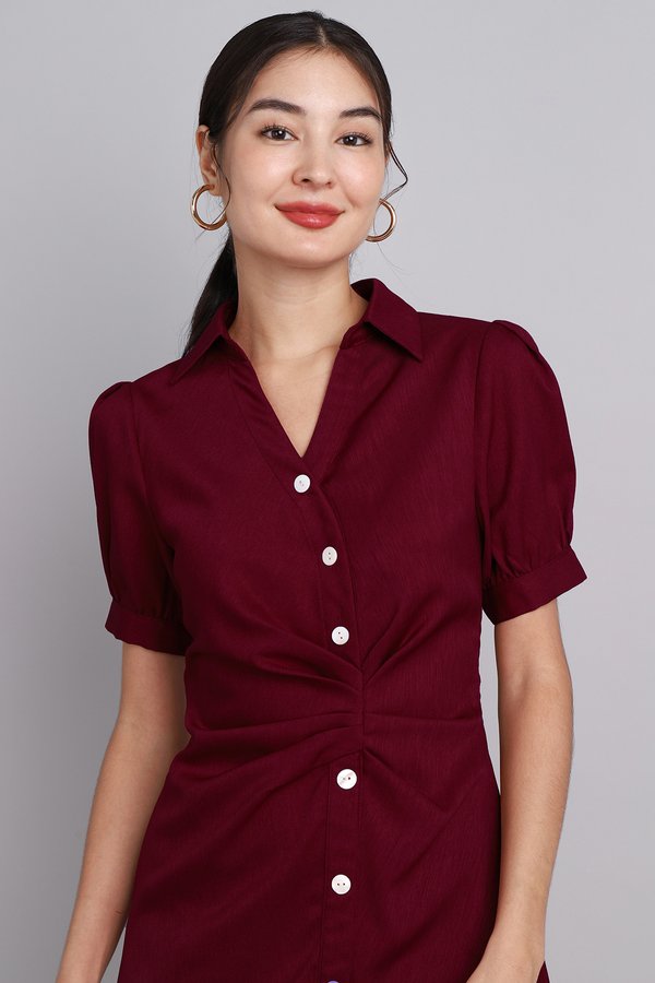 Germaine Dress In Wine Red
