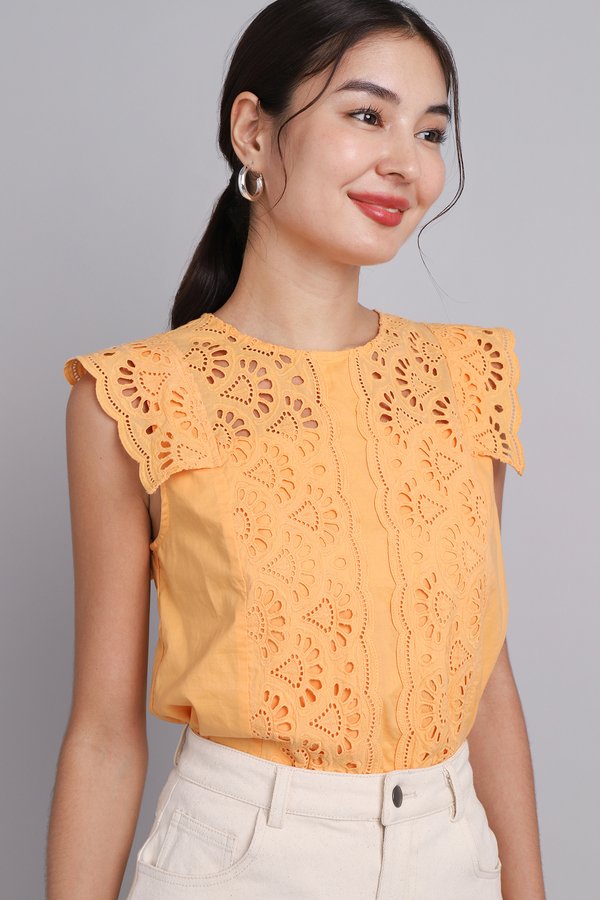 [Backorder] Maura Top In Apricot Eyelet