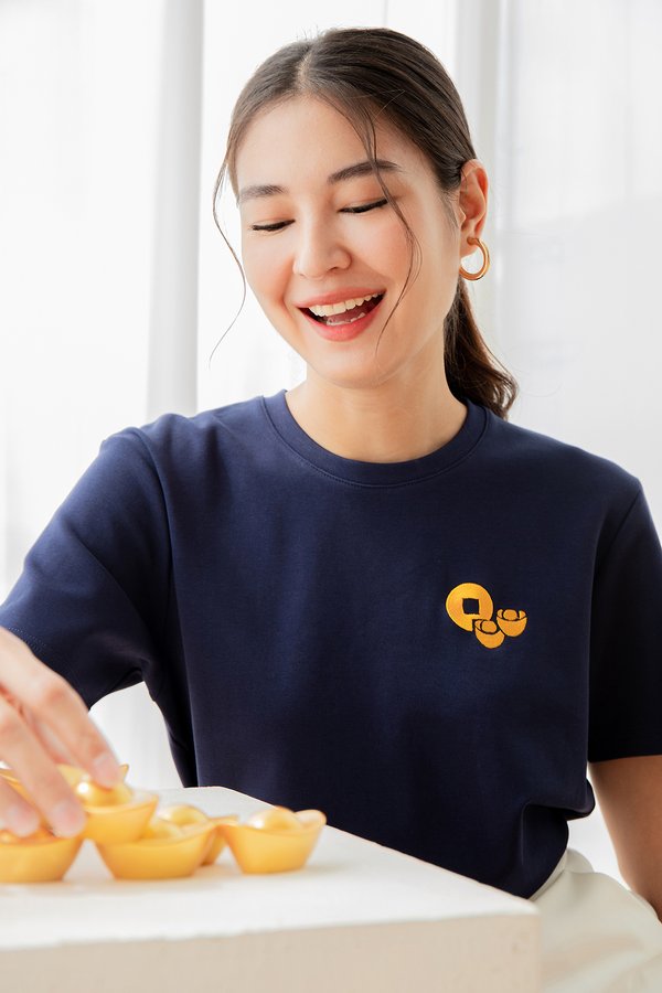 God Of Fortune Unisex Top In Navy Blue