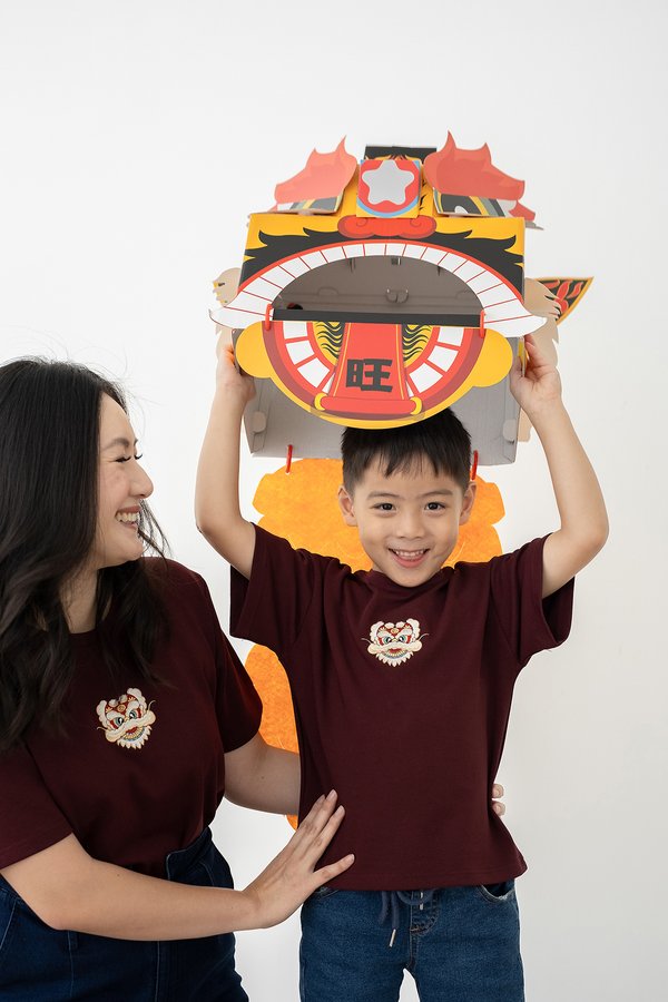 Lion Dance Kids Top In Merlot