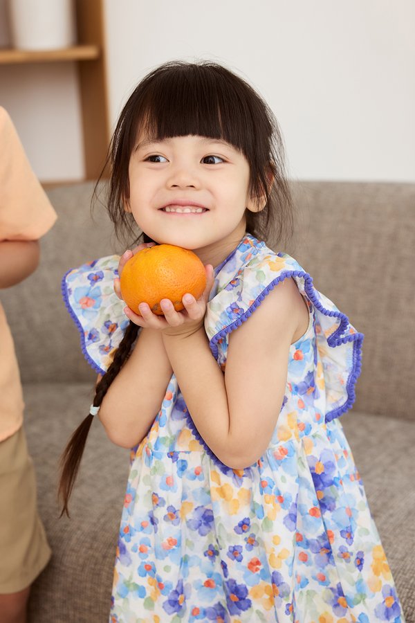 Jodie Girl Dress In Blue Florals