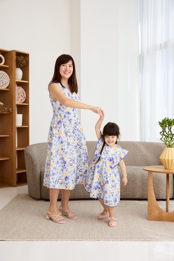 Jodie Girl Dress In Blue Florals