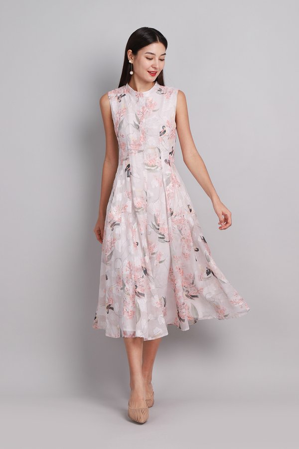Wisteria Dress In Pink Birds