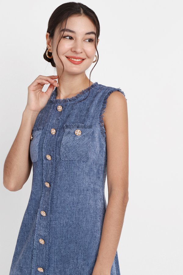 Elsa Dress In Blue Tweed