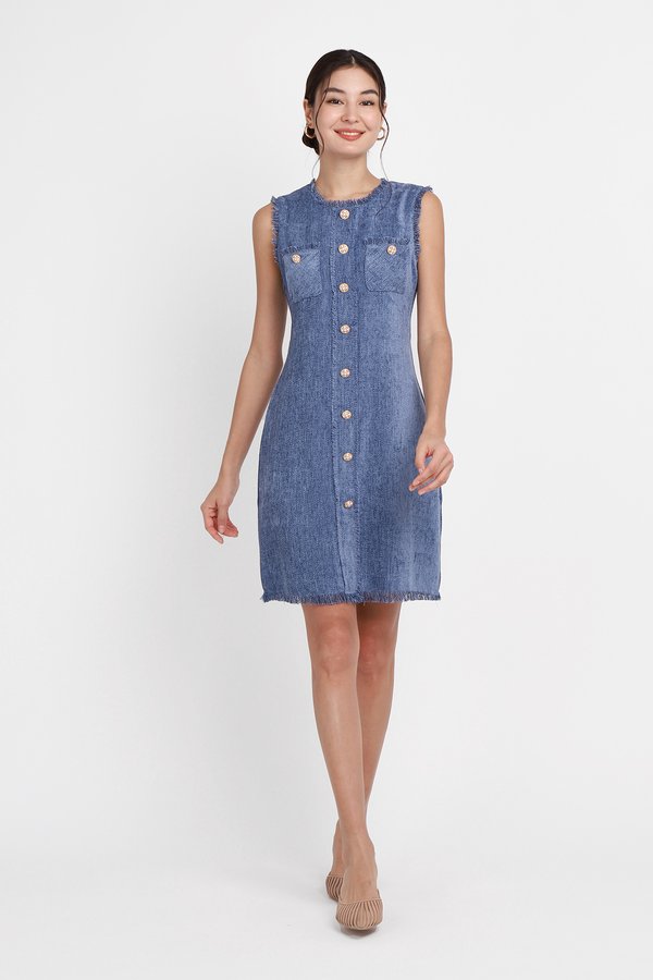 Elsa Dress In Blue Tweed